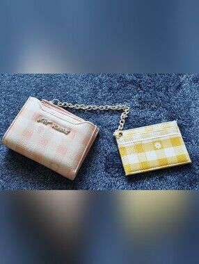 Betsey Johnson Pink Skulls & Yellow Gingham Wallet